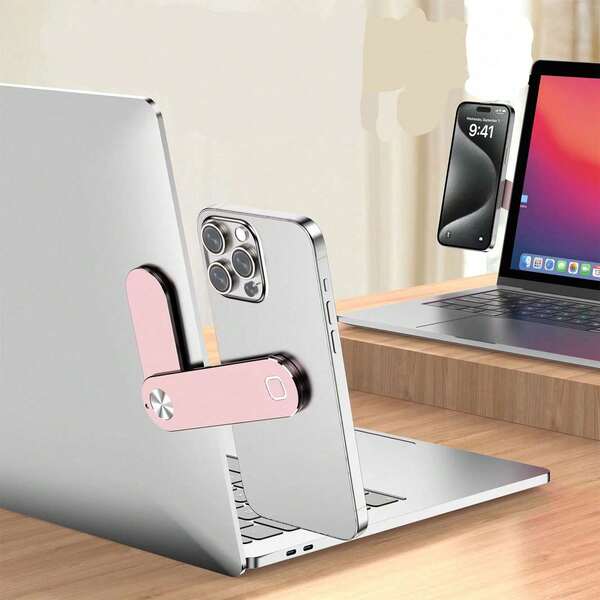1pc Black/Rose Red/Silver Aluminum Alloy Laptop Side Screen Portable Metal Extension Phone Holder, Mobile Phone Computer Dual Screen Portable Metal Extension Holder