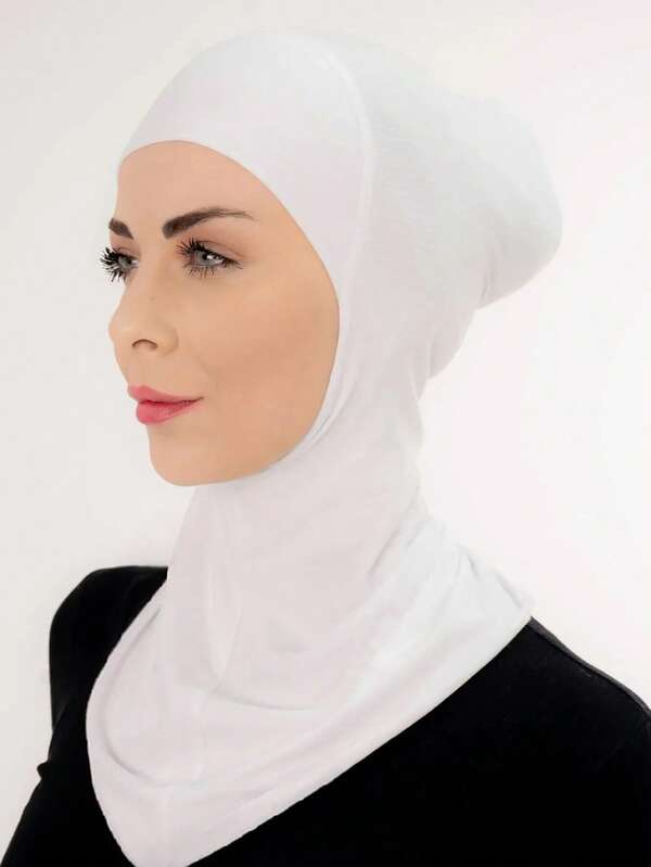 1pc Women's Inner Cap Underscarf Hijab Cap Turban Hat Hijab Fashionable Solid Color Chin Elastic Head Cap & Neck Scarf Headband Winter Fall For Abaya Daily Under Cap