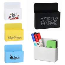 Caixa magnética para canetas de quadro branco, 1 peça, suporte para giz de escrita, compartimento ajustável, caixa magnética para canetas, adequada para armazenamento em geladeiras, suportes para controle remoto, escritórios, residências, cozinhas, escolas e armários de armazenamento de geladeira