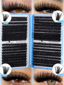 648/666/720pcs D Curl Clusters Lashes High Capacity Fake Eyelashes Book For Beginner Friendly, Thick Fluffy Diy Segmented Lashes Extensions Enlarge Eyes False Lash, Lightweigh, Reusable, Large Capacity Individual Eyelashes, Soft And Natural Look Mix Lash For 3d Effect Eyes Makeup Beauty, Diy At Home, Portable For Travel, East To Use For Daily Commuting, Night Party, Wedding Bridal Makeup - D - View 4