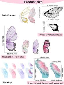 10pcs (20 Sheets)/20 Sets (40 Sheets) Butterfly Wrapping Paper, New Butterfly And Bird Wing Floral Bouquet Wrapping Paper, Matte Waterproof Semi-Transparent Butterfly Wing Shaped Bouquet Wrapping Paper, Flower Wrapping Paper, Wing Shaped Bouquet Handmade Gift Wrapping Paper, DIY Flower Shop Packaging Bags Creative Floral Packaging, 36pcs 3D Colorful PVC Butterflies For DIY Decor, Wedding, Birthday, Party, Back To School, Graduation, Couple Surprise, Valentine's Day Gift, Mother's Day Gift, Anniversary Bouquet
