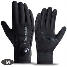 1 Pair Men's Winter Warm Gloves, Long Thickened Windproof Snowboard Cycling Sled Gloves, Adjustable Knob, Touchscreen Compatible