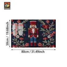 1 pièce/2 pièces Tapis de bain antidérapant à motif de casse-noisette de Noël, en matériau de fausse cachemire, avec décoration en peluche, convient pour les salles de bain, les entrées, les cuisines et autres occasions, lavable en machine, décoration festive, peut être offert en cadeau