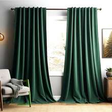 1pc Imported Dutch Velvet Fabric Curtain, 220gsm, Luxurious Room Window Decor, Heavy Blackout Curtain For Privacy In Winter - Dark Green - View 11