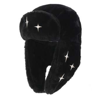 Punk Rock Streetwear Metal Star Decor Handmade Accessories Beanie Cap, Polyester Fabric With Rivets, Suitable For All Seasons