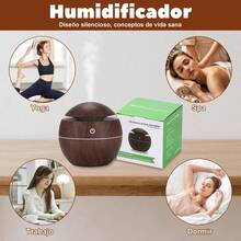 Humidificador Esférico Iluminación LED Difusor Aromas Diseño Zen Natural Purifica Aire Aromaterapia Relajante Decoración Hogar Spa Oficina Presentación Moderna Funcional - Albaricoque - Ver 5