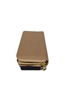 Women's Wallet With 2 Zippered Compartments, Hand Strap, Elegant Card Holder, Fashion Insurance, Assorted Logo Plate - 卡其色 - 查看 2