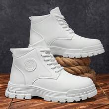 高帮男士多功能舒适厚底雪地靴，户外徒步白色时尚运动登山靴，男士安全靴 - 白色 - 查看 3