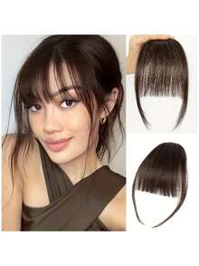 Air Bangs Hairpieces Hair Women Natural Black Light Brown Bangs Hair Clips For Extensions Fake Air Bangs Hair Clip-In Extension Fake Fringe Natural Halloween Day False Hairpiece For Women Clip In Bangs Human Hair Wispy Bangs Clip In Bangs For Women, Faux Bangs, Bangs Fringe With Temples Hairpieces For Daily Wear, Curved Bangs Women's Natural-Looking Clip-In Bangs With Sideburns – Hairpiece For Everyday Elegance