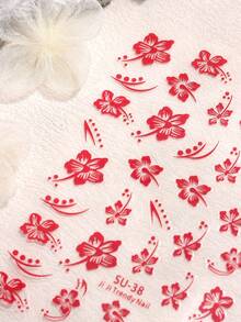 Hibiscus Flower 3D Nail Stickers Cherry Blossom Floral White/Black/Gold/Blue Florals Petal Nail Art Decals Sliders Manicure Nail Tips Decor,Y2K Star Adhesive Nail Art Supplies Decal For Women Nail Supplies DIY Manicure Decoration