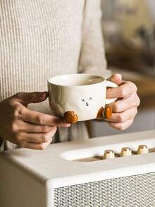 1pc Cute Cartoon Footprint Ceramic Mug, Creative Design, Can Be Used As Breakfast Milk Cup, Tea Cup Or Other Gifts. Perfect Choice For Birthday Or Christmas.