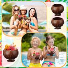 12 Pcs 13.5 Oz Coconut Shell Cups Bulk Hawaiian Party Supplies Polished Natural Coconut Bowls Luau Party Favors Tiki Decorations For Cocktail Drinking Smoothie Salad Ice Cream - 棕色 - 查看 6