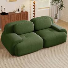 81.8"/117.3"/152.7" Modular Sectional Sofa, Corduroy Boneless Sofa With Deep Seat And Button Tufted Cushions, Comfy Cloud Sectional Loveseat Couches For Living Room Bedroom, No Assembly - 綠色 - 查看 18