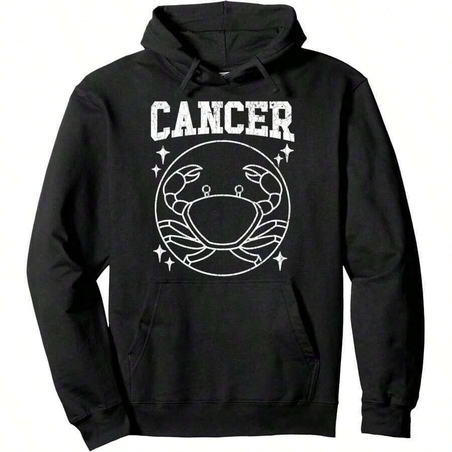 Funny Cancer Zodiac Sign Graphic Hoodie - Black - View 1