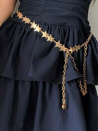 1pc Women's Waist Chain, Star Waist Chain, New Niche Waist Chain, Fashion Sweet High-End Accessory Waist Belt, Ins Style Dress Waist Decoration Chain, Slim Waist Belt, Fashion Versatile Suitable For Daily Use