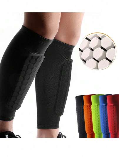 1PC/Pair, Football Shin Guards, With Foam, Calf Compression Sleeve, Honeycomb Pad, Sports Shin Guards And Football Equipment, Honeycomb Anti-Collision Outdoor Sports Shin Guards, Universal Football Shin Guards, Male Runners' Breathable Anti-Collision Shin Guards