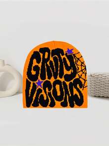 2pcs "GRVTY VISIONS" Hip Hop Beanie Cap Unisex Y2k Fashionable Cold Knitted Hat Outdoor Winter Thermal Cap Men's & Women's Wear Fall Outfit