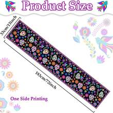 1pc Mexican Style Skull Table Runner, 13x72 Inches, Mexican Carnival Party Table Runner, Suitable For Day Of The Dead, Halloween Party Supplies, Restaurant And Home Decor, Holiday Dining Table Decoration - Multicolor - View 11