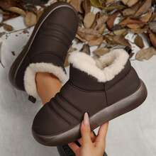 Women's Suede Shearling, Warm Snow Boots, Memory Foam Room Slippers - Nâu cà phê 1 - Xem 3