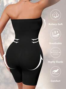 Women Seamless Sleeveless Shapewear Jumpsuit, Tummy Control, Backless, Strapless Shaping Slip - Black - View 4