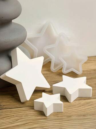 Set de 3 moldes de silicona con forma de estrella para hacer velas de aromaterapia, decoración del hogar, regalos, ornamentos, moldes de yeso, manualidades y moldes de resina epoxi