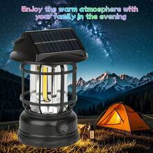 Multifunctional Outdoor Solar Powered COB Camping Light, Type-C Charging, Stepless Dimming, Soft & Warm Lighting, Atmosphere Garden Lamp