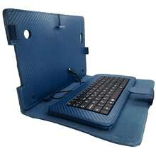 Funda con teclado para tablet 10" pulgadas micro USB V8 tipo C: funda teclado multifunción compatible con tablets de 10" conexión micro USB/Type-C práctico para trabajo y estudio. - Azul 2 - Ver 1