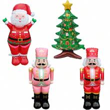 1pc 48inch Stand Pedestal Christmas Theme Santa Claus Christmas Tree Huatoubing Shape Foil Balloons New Year Christmas Decorations 2026 - Multicolor - View 3