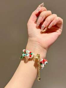 1 件手工串珠姜饼人圣诞元素 表带，兼容 38-49 毫米，可调节手链，迷人的圣诞装饰吊坠，圣诞礼物表带适用于 Ultra SE 10/9/8/7/6/5/4/3/2/1（仅表带） - 彩色 - 查看 11