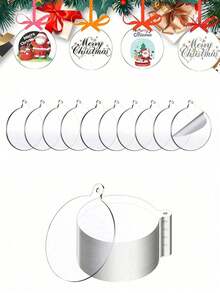 10pcs Blank Round Christmas Ornament Discs DIY Hanging Decoration Set Creative Craft Pendant Customizable Clear Bauble Kit For Christmas Tree Party Wedding Anniversary Holiday Home Decor Christmas Decorations Room Decor Winter Christmas Decorations Home Christmas Gifts Christmas Decor - Transparent - View 11