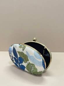 Blue Egg-Shaped Women's Handbag, Double-Sided Fashion Sequin Decorated Round Clutch Bag, Party Bag, Suitable For Parties, Weddings, Galas, Matches Well With Holiday Party Dresses, Formal Gowns, And Sequin Outfits, Glamorous Sequin Bag