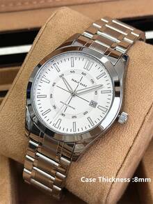 Pablo Raez 1pc Original Charming Men's Watch Gorgeous Jewelry Male Luminous Clocks Famous Brand New Summer Accessories Luxury Wristwatches For Man IPS Silver Color Jewelry Non Tarnish Stainless Steel Bracelets Chain 50M Water Resistant Simple Calendar Clock Metal Feeling Superior Men's Steel Casual Fashion Quartz Watch - Silver - View 11