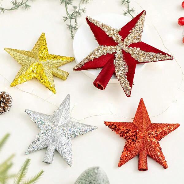 Christmas Tree Topper Star, Christmas Decoration, 3D Five-Pointed Star, Plastic Five-Star Accessory Home Decor Christmas Decorations Room Decor Winter