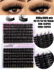 1310Pcs High Capacity Lashes Kit 5 Trays D Curl Fluffy Lash Clusters Eyelash Extension Gift Kit Multiple Styles Mixed Length Eyelash Curler Set Spike Lashes With 2 Lash Bond&Seal 2 Lash Removers 1Tweezers 30 Lash Brush 1 Lash Curl,DIY Fluffy Eyelash Extension At Home With Spike Lashes,Bottom Lashes - màu đen - Xem 7