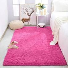 Soft Modern Indoor Shaggy Rug For Bedroom Livingroom Dorm Kids Room Home Decorative, Non-Slip Plush Fluffy Furry Fur Area Rugs Comfy Nursery Accent Floor Carpet 3x5 Feet, Hot Pink - 亮粉紅色 - 查看 1