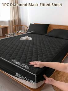 1pc Fitted Sheet, Bedding, Bed Sheet, Waterproof  Fitted Sheet, Skin-Friendly Mattress Cover, Soft And Comfortable Bedding For Bedroom, Room Decor, Halloween Decor, Christmas Decoration, 11.8 Inch Deep Pocket Cooling Breathable Quilted Fitted Sheet For All Seasons, For Single, Twin, Full, Queen And King Size, Solid Color Mattress Protective Cover, Dustproof, Comfortable And Machine Washable - 彩色 - 查看 115