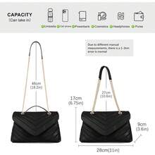 Women Shoulder Bag, Fashionable Quilted Vegan Leather Crossbody Purses With Adjustable Chain Designer Purses-2025 - S,綠色 - 查看 2