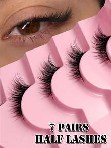 7 Pairs Half Eyelashes Cat Eye False Eyelashes Fluffy & Soft 3D Effect Faux Mink Lashes Soft And Natural Makeup Look - Cat Eye Lashes - View 4