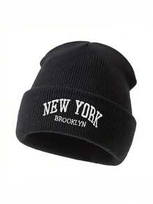 1 件儿童字母刺绣针织帽，时尚百搭男童女童户外保暖帽，适合秋冬季 - 1PC - 查看 22