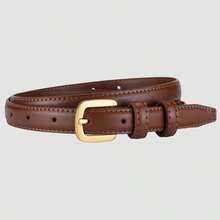 1 条女式扁平合金扣 PU 皮带，时尚休闲，适合户外、派对、工作场所