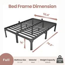MAF 14 Inch Twin Size Bed Frame With Mattress Slide Stopper - Single Black Basic Anti Squeak Steel Slats Metal Platform, Heavy Duty Noise Free Easy Assembly Bedframes, No Box Spring Needed - 14寸 - 查看 5