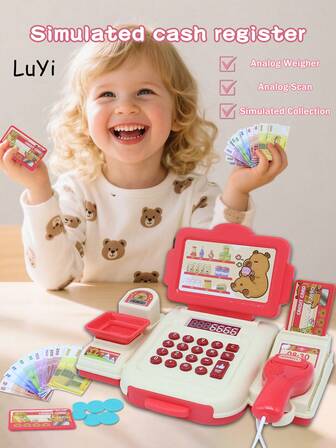 Juego de caja registradora de supermercado de juguete, incluye escáner, balanza y simulación de pago, juego interactivo familiar, juego de roles, regalo de cumpleaños/festivo para niños y niñas