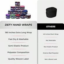 DEFY Professional 180 Inch Hand Wraps Boxing Muay Thai Elastic Bandages Men & Women -Pair - White - View 7