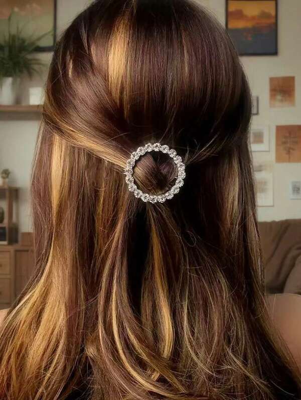 1 Stück Strass-Dekor elegante runde Haarspange aus Zinklegierung, Haarklammern, Haarklauenclips, Haarspangen, Haarclips, Haaraccessoires