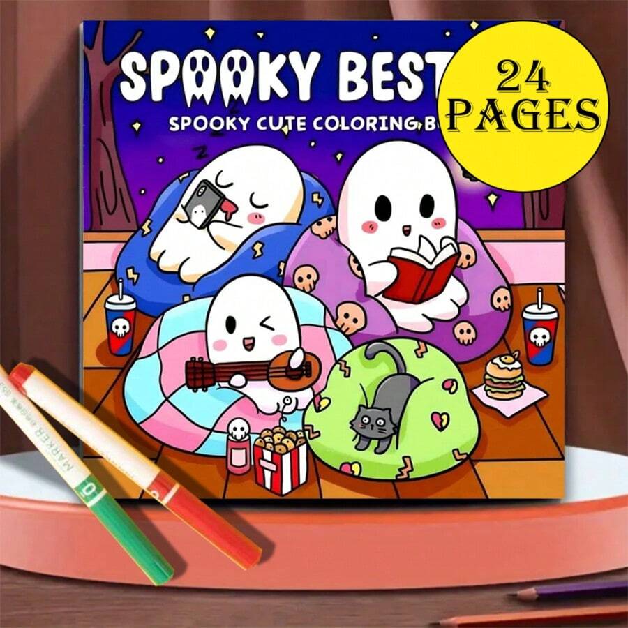 1 pezzo Libro da colorare comodo e carino a tema fantasma, adatto per la colorazione di Ognissanti, può essere utilizzato anche come decorazione, regalo o souvenir per Ognissanti