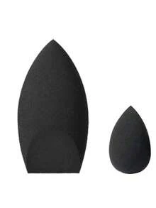 2 pièces Éponge de beauté noire - sans latex, mélangeur de maquillage réutilisable pour un teint parfait, contour et surbrillance, maquillage, bon marché, décoration de chambre, coiffeuse, voyage, chambre à coucher, accessoires de maquillage, tampon, mélangeur de maquillage, tampon de poudre, éponge de maquillage