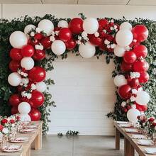 110pcs 18/12/10/5 Inch Red Balloon Garland Arch Set, Suitable For Birthday Party, Wedding, Engagement, Anniversary, Proposal Arrangement, Valentine's Day, New Year, Christmas Decoration - 紅色 - 查看 5
