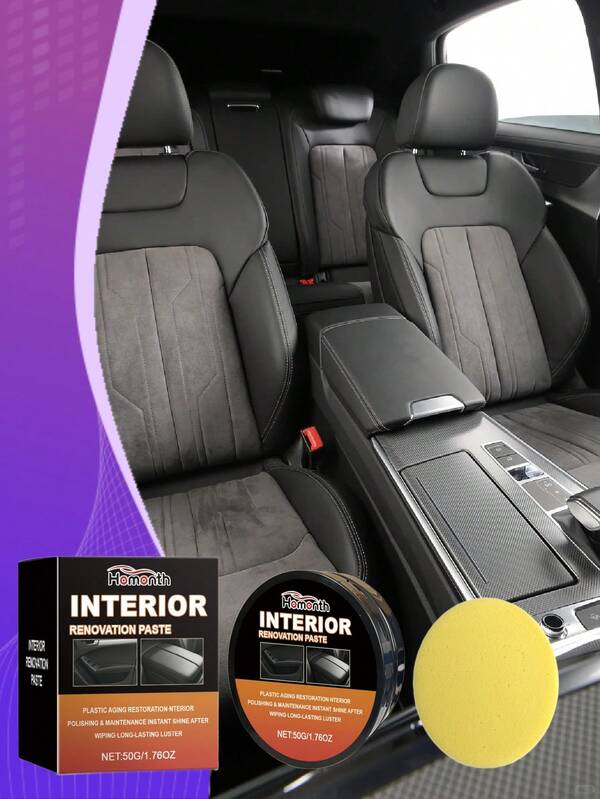 Crema renovadora de cuero para el interior del automóvil - Limpia, nutre y elimina suavemente las manchas de los asientos de cuero