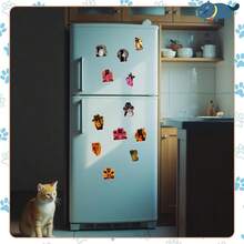 Funny Demon Cute Cat Accessories Decoration Fridge Magnet(12 Pack) Halloween Cat Cosplay Merch Accessory Party Gifts Cruise Door Room Decor  Bumper Cabinets Sticker Decal Reusable Vinyl - 惡魔可愛貓 - 查看 7