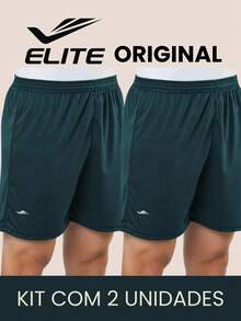 Kit 2 Basic Men's Bermuda Shorts For Football Academy In Polyester Elite Original Father's Day Dad - Teal Blue - View 1